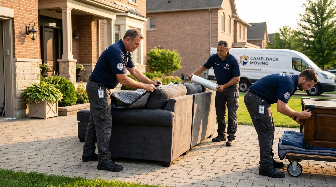 Large estate moving crew wrapping furniture in Mountain View, HI