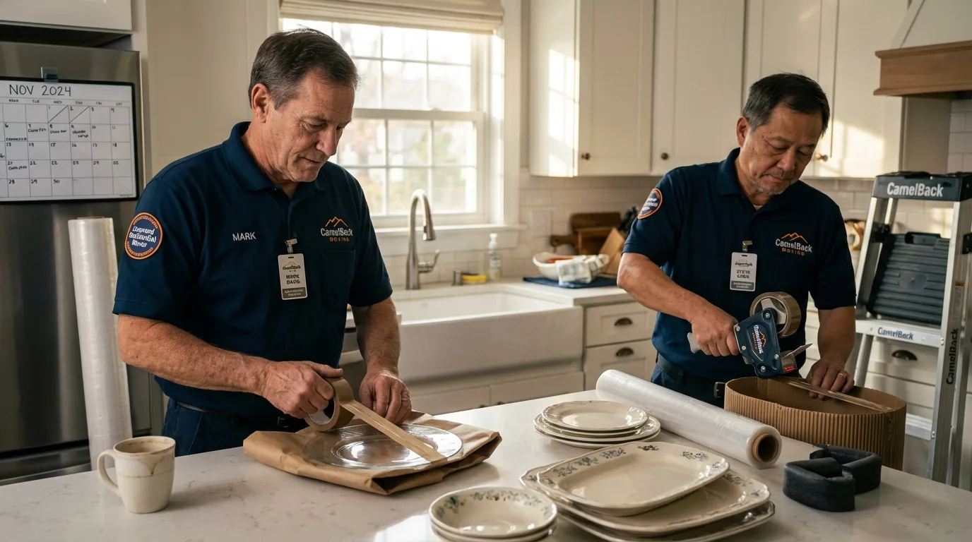 Professional crew packing kitchen dishware in Mountain View, HI